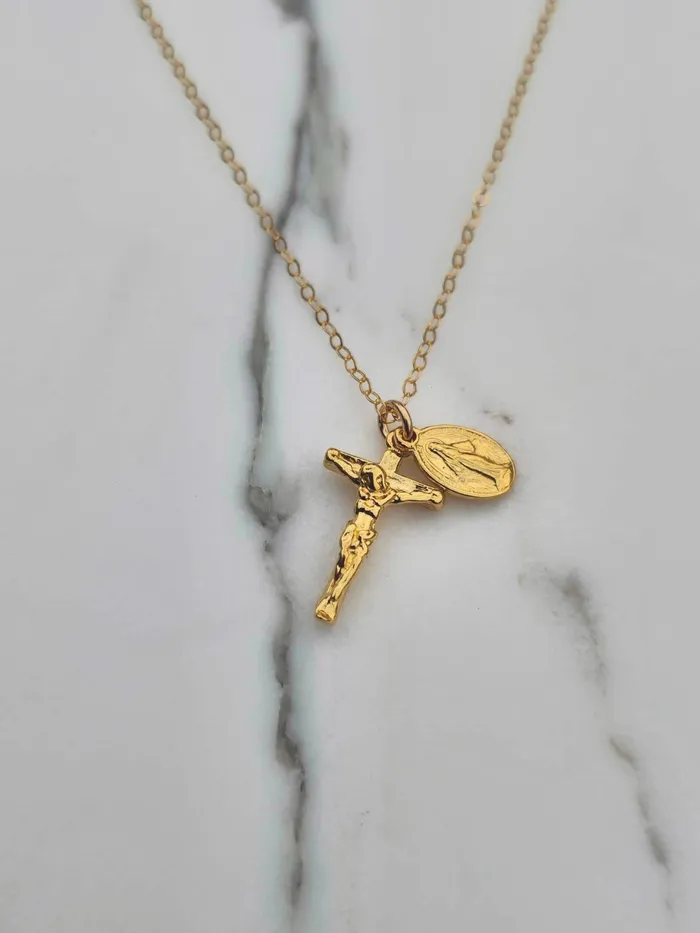 Miraculous Medal and Crucifix Necklace TheLittleCatholic Necklaces