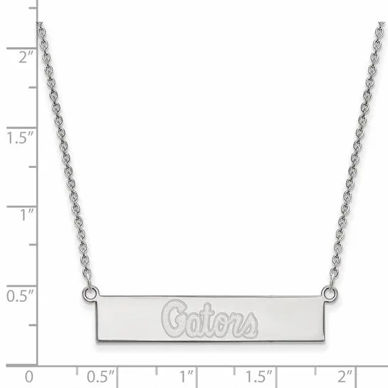 Necklaces International Diamond Center Sterling Silver Rhodiumplated LogoArt University of Florida Gators Script Small Bar 18 inch Necklace
