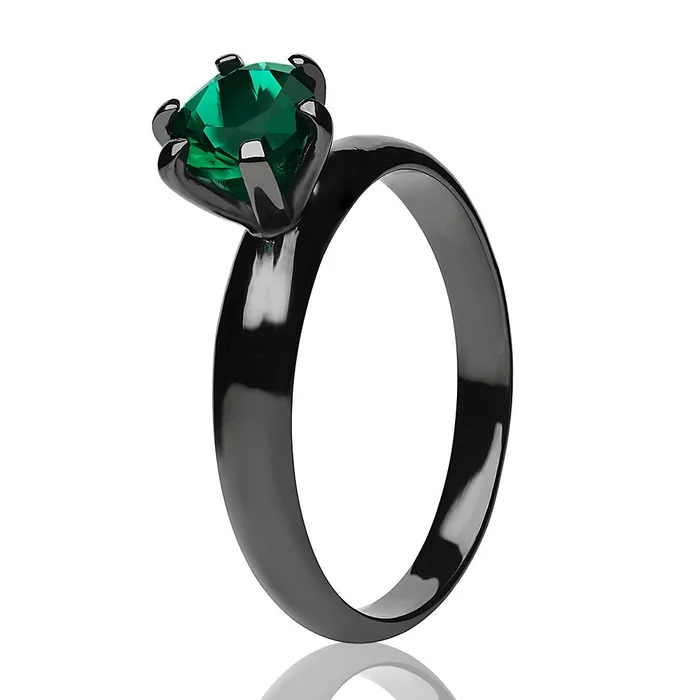 Rings Emerald Solitaire Wedding Ring Gunmetal Wedding Ring Titanium Ring Solitaire Clean Casting Jewelry