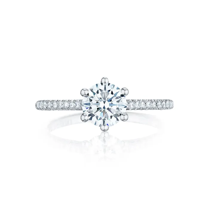 Rings International Diamond Center Tacori 18k White Gold Petite Crescent Round Diamond Engagement Ring Setting 025 CTW
