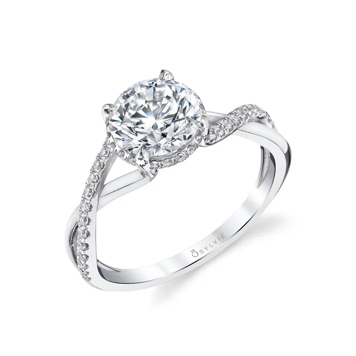 Rings Sylvie Amahle Hidden Halo Spiral Band Round Diamond Engagement Ring Setting Shop IDC estore Rings Sylvie Amahle Hidden Halo Spiral Band Round Diamond Engagement Ring Setting Shop IDC estore