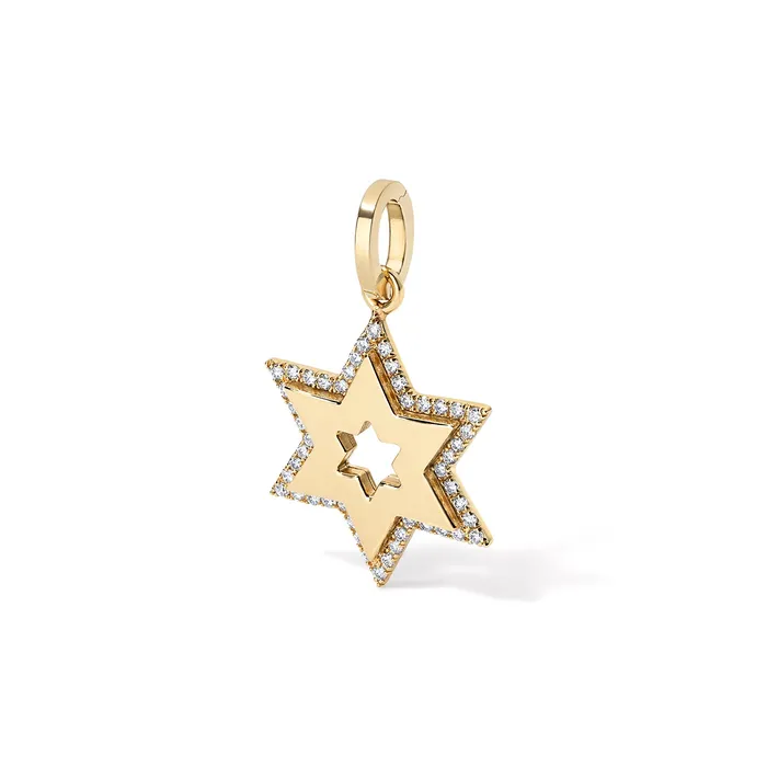 SG Fine Jumbo Bubble Jewish Star Charm Charm Necklaces