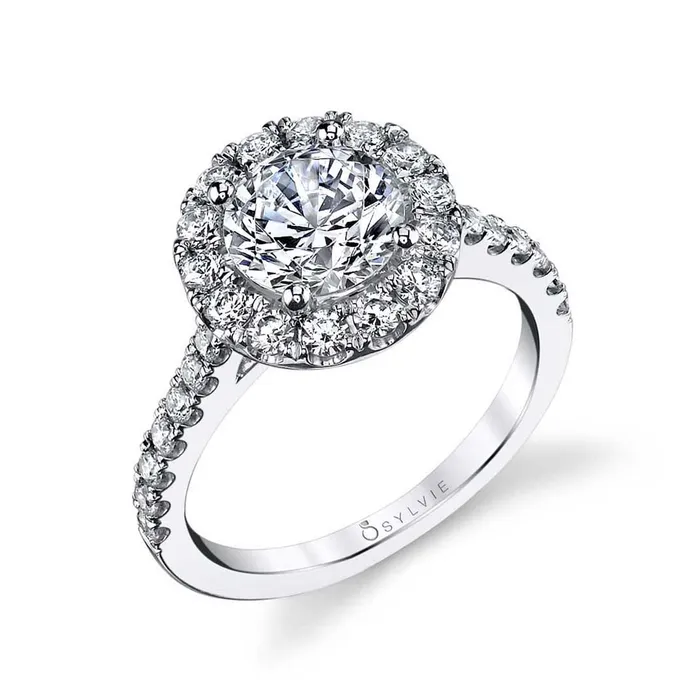 Shop IDC estore Rings Sylvie Jacalyn Round Classic Halo Engagement Ring Setting Shop IDC estore Rings Sylvie Jacalyn Round Classic Halo Engagement Ring Setting