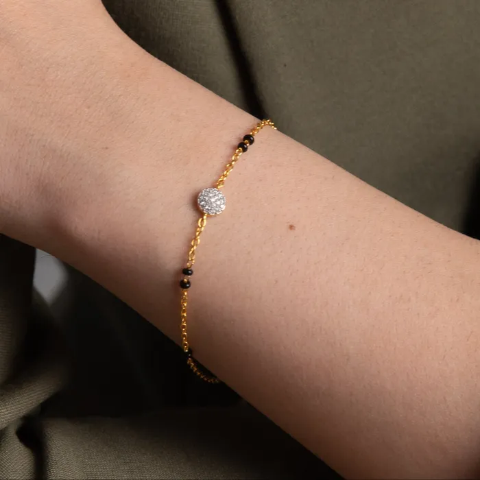 SILVER Bracelets Timeless CZ Charm Silver Black Bead Bracelet