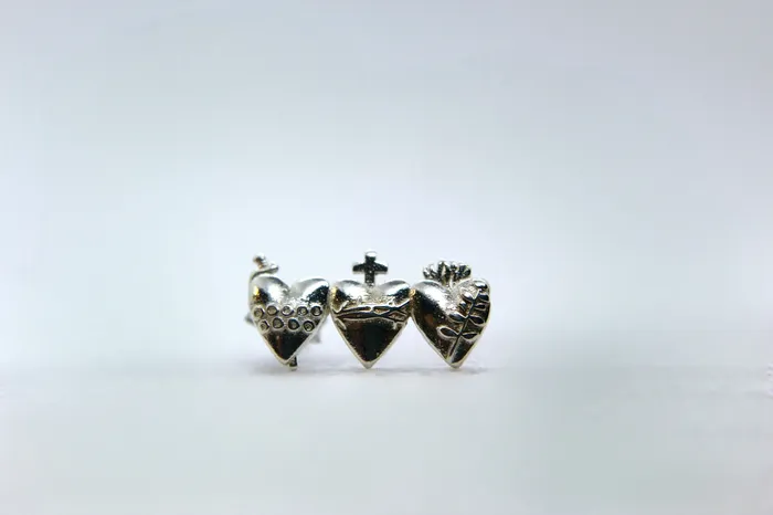 The Little Catholic Earrings Holy Family Hearts Earrings in 925 Sterling Silver