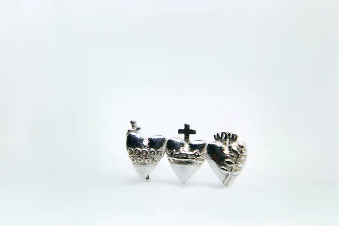 The Little Catholic Earrings Holy Family Hearts Earrings in 925 Sterling Silver