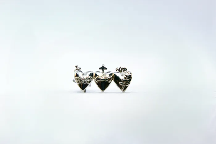 The Little Catholic Earrings Holy Family Hearts Earrings in 925 Sterling Silver