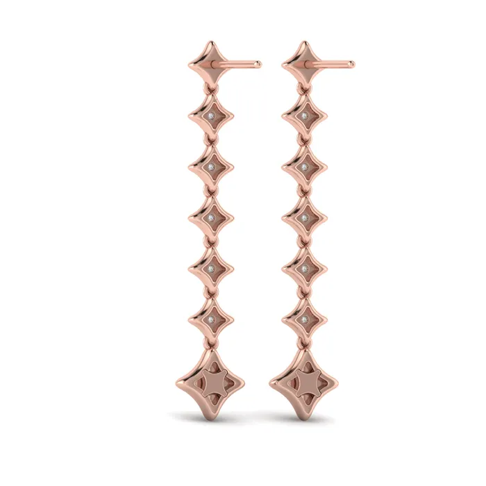Vlora Estrella 14K Diamond Star Long Drop Statement Earrings 058CTW Shop IDC estore Earrings