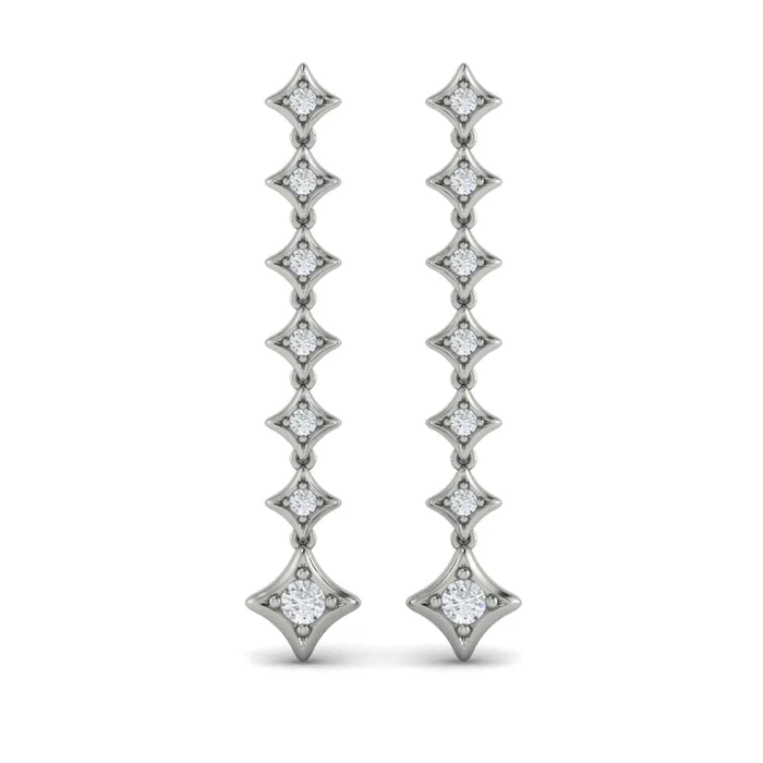 Vlora Estrella 14K Diamond Star Long Drop Statement Earrings 058CTW Shop IDC estore Earrings