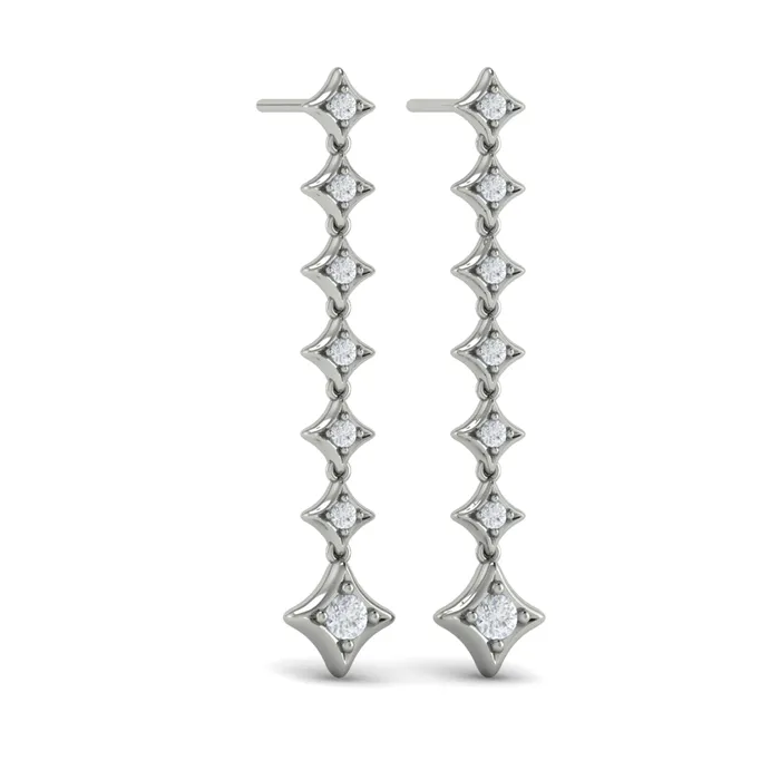 Vlora Estrella 14K Diamond Star Long Drop Statement Earrings 058CTW Shop IDC estore Earrings