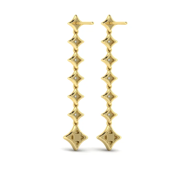 Vlora Estrella 14K Diamond Star Long Drop Statement Earrings 058CTW Shop IDC estore Earrings
