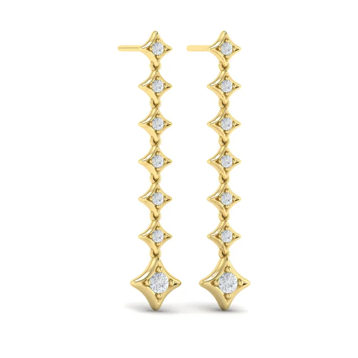 Vlora Estrella 14K Diamond Star Long Drop Statement Earrings 058CTW Shop IDC estore Earrings